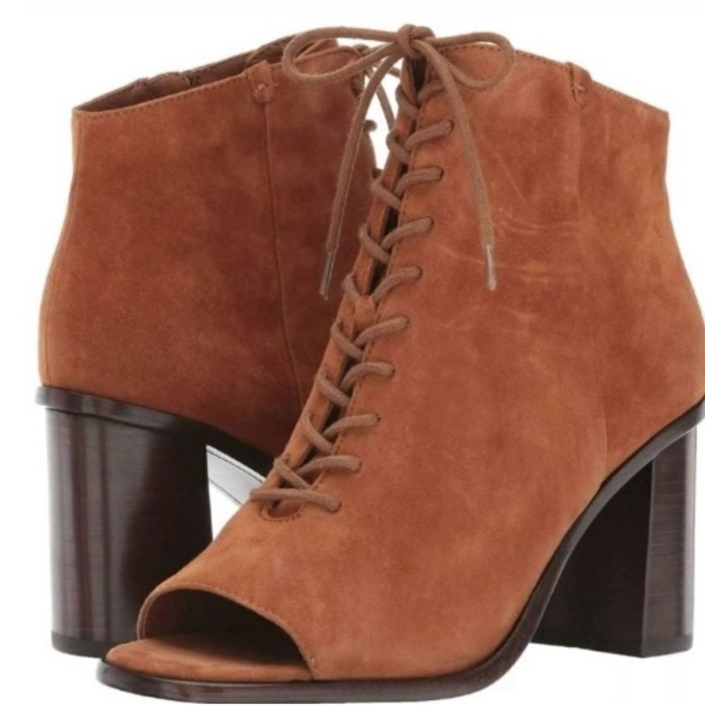#99 FRYE The Amy Lace Up Peep Top Booties